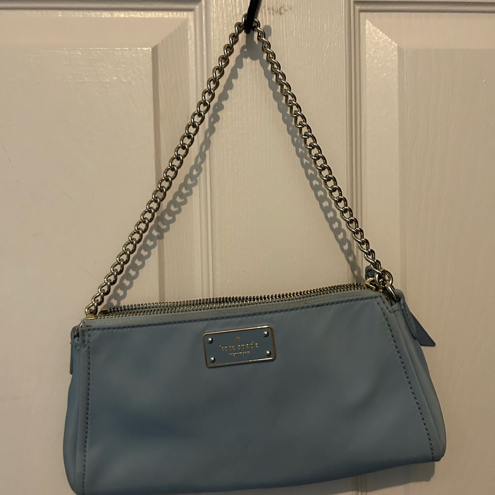 kate spade baby blue shoulder bag with chain strap